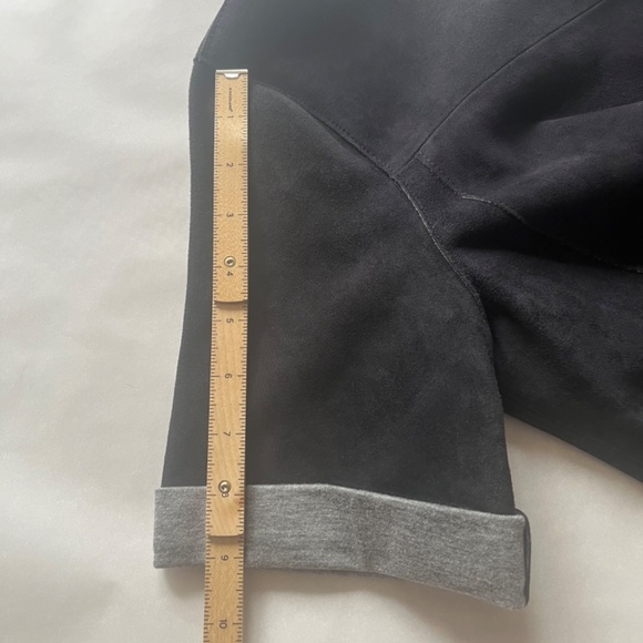 VINCE Navy Bonded Suede Night Out Navy Shift High Low Goat Leather Dress - Picture 13 of 15